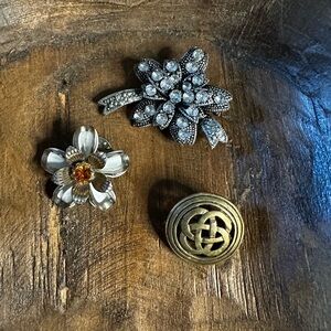 Elegant Brooch Set with Floral and Celtic Designs